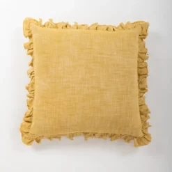 Mustard Chambray Ruffle Edge Pillow-Kirkland's Home Shop