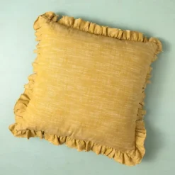 Mustard Chambray Ruffle Edge Pillow-Kirkland's Home Shop