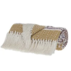 Mustard Herringbone Multi Striped Throw-Kirkland's Home Online