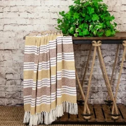 Mustard Herringbone Multi Striped Throw-Kirkland's Home Online
