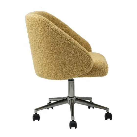 Mustard Sherpa Upholstered Swivel Office Chair-Kirkland's Home Fashion
