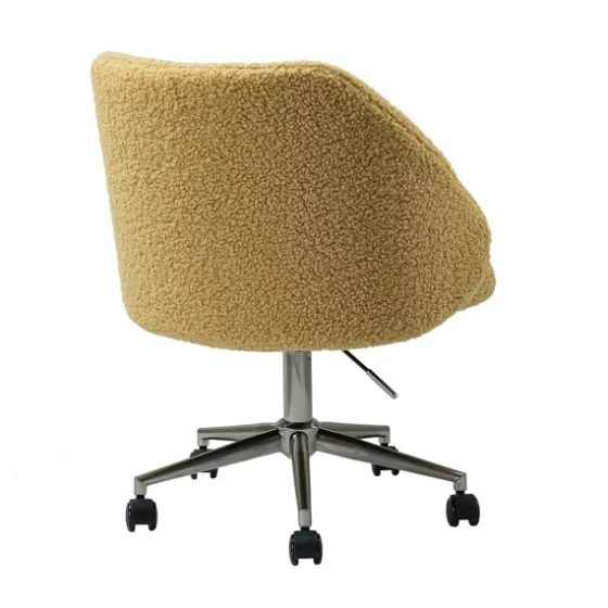 Mustard Sherpa Upholstered Swivel Office Chair-Kirkland's Home Fashion