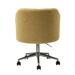 Mustard Sherpa Upholstered Swivel Office Chair-Kirkland's Home Fashion