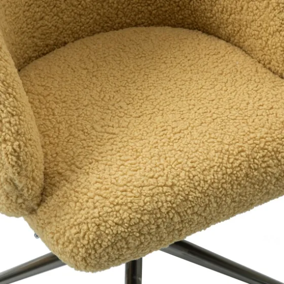 Mustard Sherpa Upholstered Swivel Office Chair-Kirkland's Home Fashion