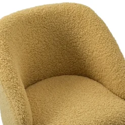 Mustard Sherpa Upholstered Swivel Office Chair-Kirkland's Home Fashion