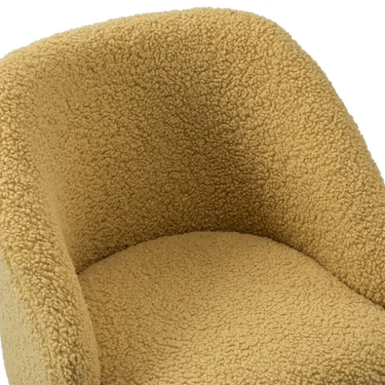 Mustard Sherpa Upholstered Swivel Office Chair-Kirkland's Home Fashion