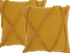 Mustard Tufted Abstract Diamond Pillows, Set Of 2-Kirkland's Home Cheap