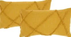 Mustard Tufted Diamond Lumbar Pillows, Set Of 2-Kirkland's Home Fashion