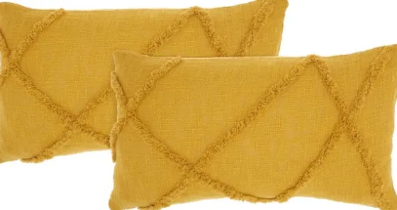 Mustard Tufted Diamond Lumbar Pillows, Set Of 2-Kirkland's Home Fashion