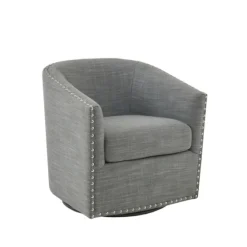 Nailhead Swivelling Barrel Accent Chair-Kirkland's Home Sale