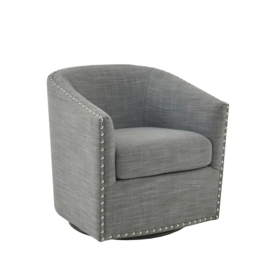Nailhead Swivelling Barrel Accent Chair-Kirkland's Home Sale