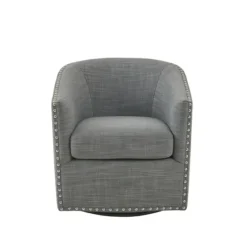 Nailhead Swivelling Barrel Accent Chair-Kirkland's Home Sale