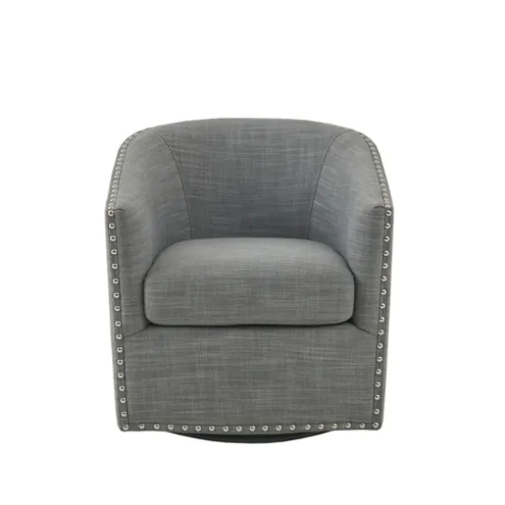 Nailhead Swivelling Barrel Accent Chair-Kirkland's Home Sale