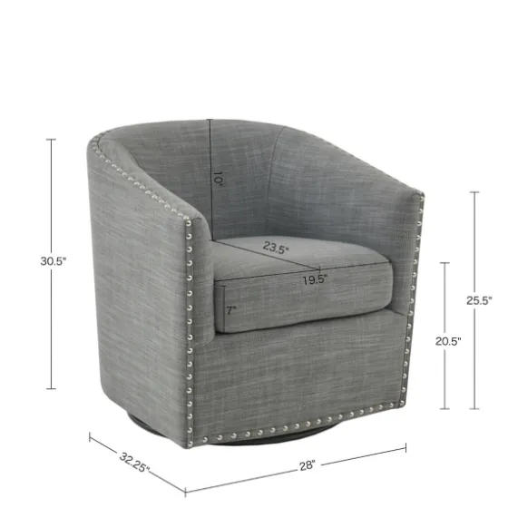 Nailhead Swivelling Barrel Accent Chair-Kirkland's Home Sale