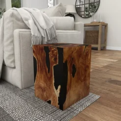 Natural Abstract Teak Wood Grain Accent Table-Kirkland's Home Best Sale
