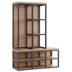 Natural Acacia Wood And Metal Hall Tree With Bench-Kirkland's Home Flash Sale