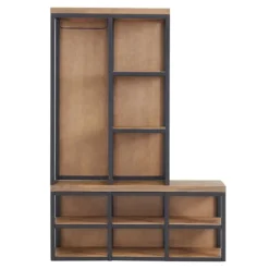 Natural Acacia Wood And Metal Hall Tree With Bench-Kirkland's Home Flash Sale