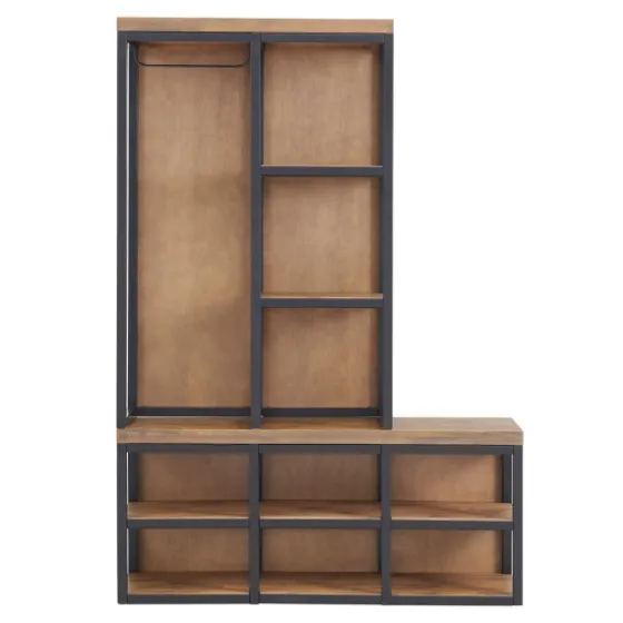 Natural Acacia Wood And Metal Hall Tree With Bench-Kirkland's Home Flash Sale
