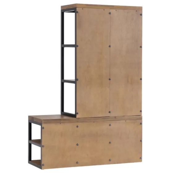 Natural Acacia Wood And Metal Hall Tree With Bench-Kirkland's Home Flash Sale