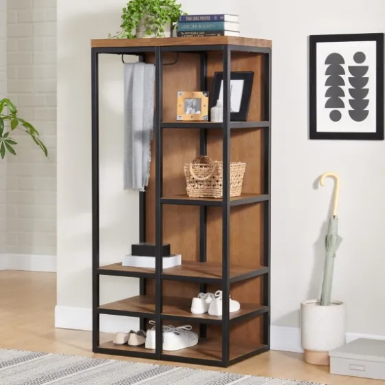 Natural Acacia Wood And Metal 5-Shelf Hall Tree-Kirkland's Home Best Sale