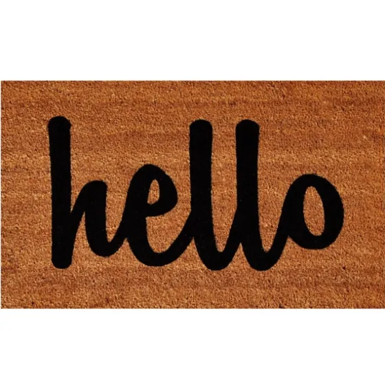 Natural And Black Coir Hello Doormat, 36X24 In.-Kirkland's Home Shop