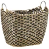 Natural And Black Seagrass Diamond Weave Basket-Kirkland's Home New