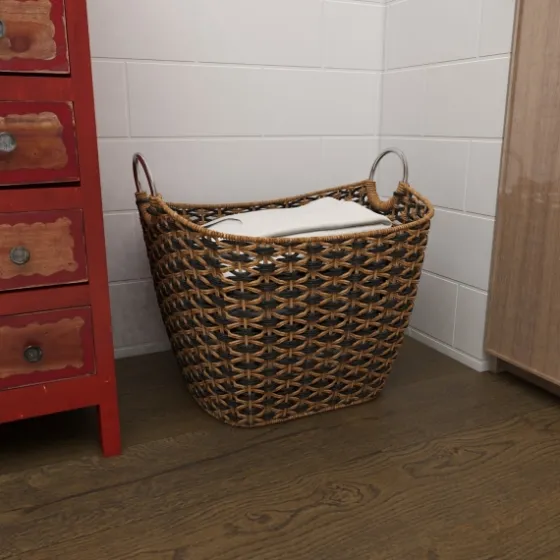 Natural And Black Seagrass Diamond Weave Basket-Kirkland's Home New
