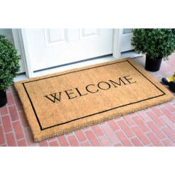 Natural And Black Welcome Doormat, 48X30 In.-Kirkland's Home Discount