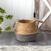 Natural And Gray Woven Jute Planter Basket-Kirkland's Home Online