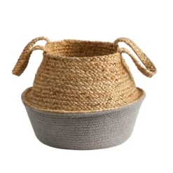 Natural And Gray Woven Jute Planter Basket-Kirkland's Home Online