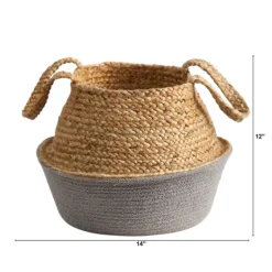 Natural And Gray Woven Jute Planter Basket-Kirkland's Home Online