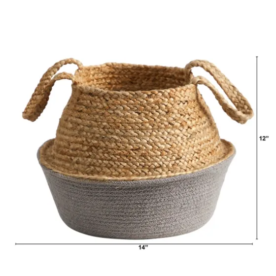 Natural And Gray Woven Jute Planter Basket-Kirkland's Home Online