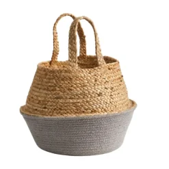 Natural And Gray Woven Jute Planter Basket-Kirkland's Home Online