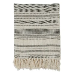 Natural Block Print Throw With Fringe-Kirkland's Home Sale