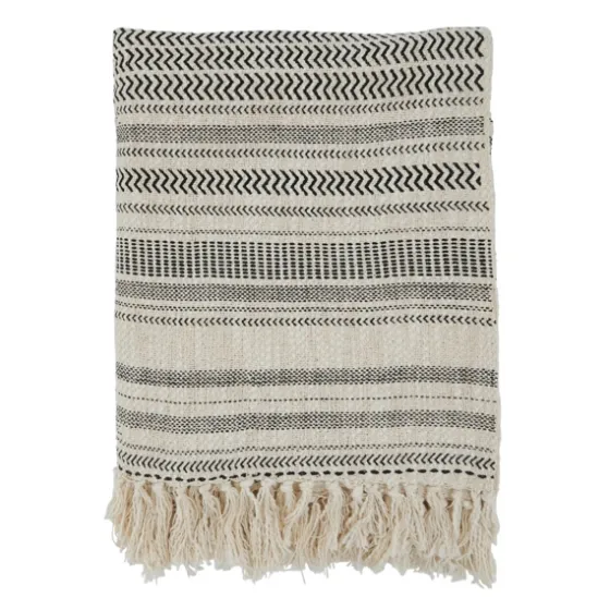 Natural Block Print Throw With Fringe-Kirkland's Home Sale
