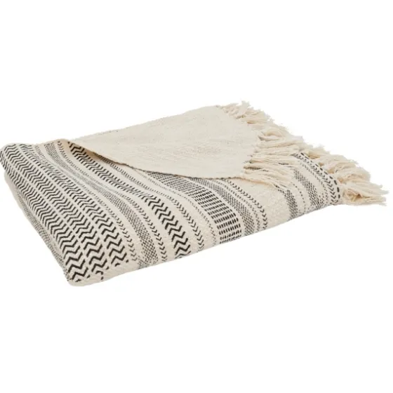 Natural Block Print Throw With Fringe-Kirkland's Home Sale