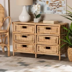 Natural Boho Rattan Weave Storage Cabinet-Kirkland's Home Flash Sale