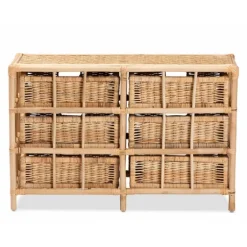 Natural Boho Rattan Weave Storage Cabinet-Kirkland's Home Flash Sale