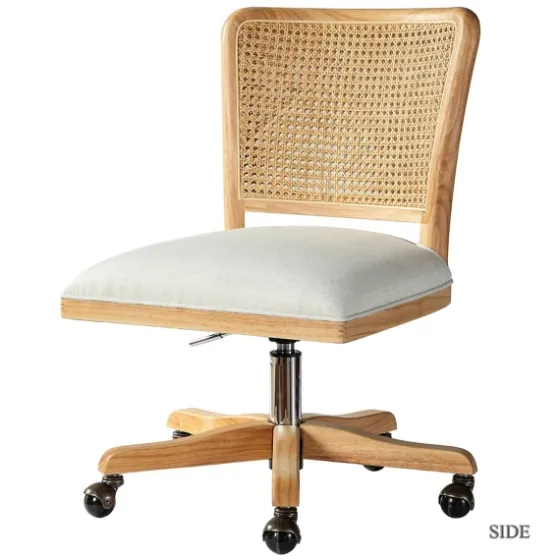 Natural Cane Back Linen Office Chair-Kirkland's Home Cheap