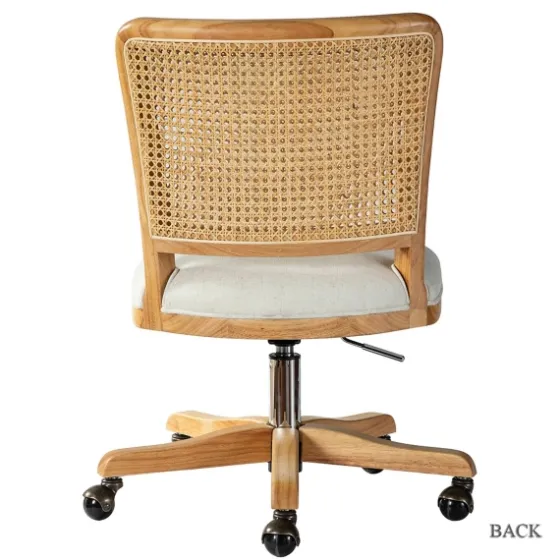 Natural Cane Back Linen Office Chair-Kirkland's Home Cheap