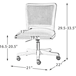 Natural Cane Back Linen Office Chair-Kirkland's Home Cheap