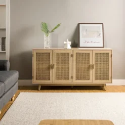 Natural Cane Wood Storage Media Cabinet-Kirkland's Home Cheap