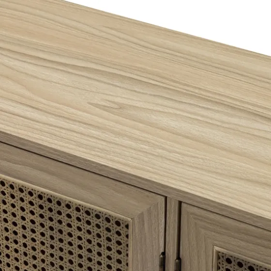 Natural Cane Wood Storage Media Cabinet-Kirkland's Home Cheap