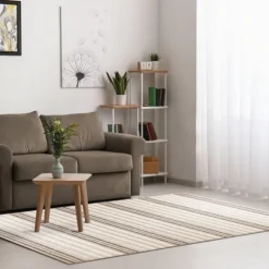 Natural Canva Striped Outdoor Area Rug, 4X7-Kirkland's Home Outlet