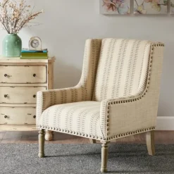 Natural Cara Stripe Accent Chair-Kirkland's Home Cheap