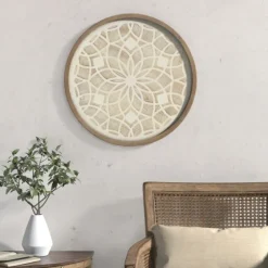 Natural Carved Wood Medallion Round Wall Plaque-Kirkland's Home Flash Sale