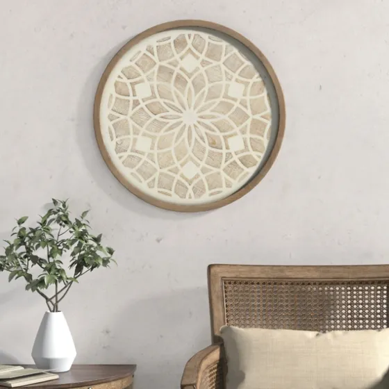 Natural Carved Wood Medallion Round Wall Plaque-Kirkland's Home Flash Sale