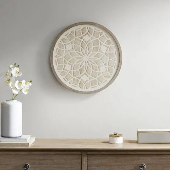 Natural Carved Wood Medallion Round Wall Plaque-Kirkland's Home Flash Sale