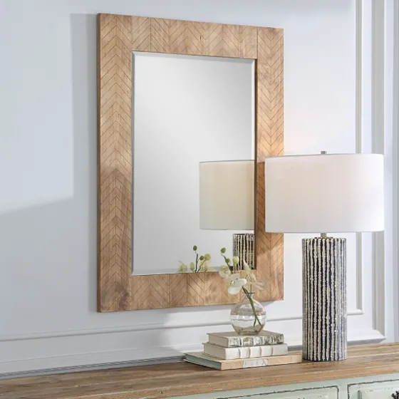 Natural Chevron Wood Wall Mirror-Kirkland's Home Hot