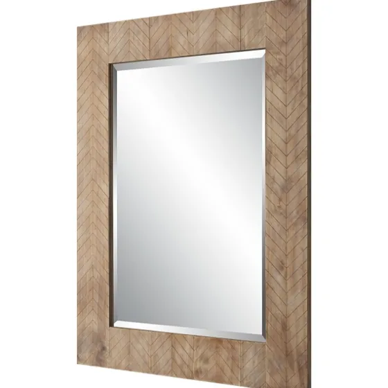 Natural Chevron Wood Wall Mirror-Kirkland's Home Hot